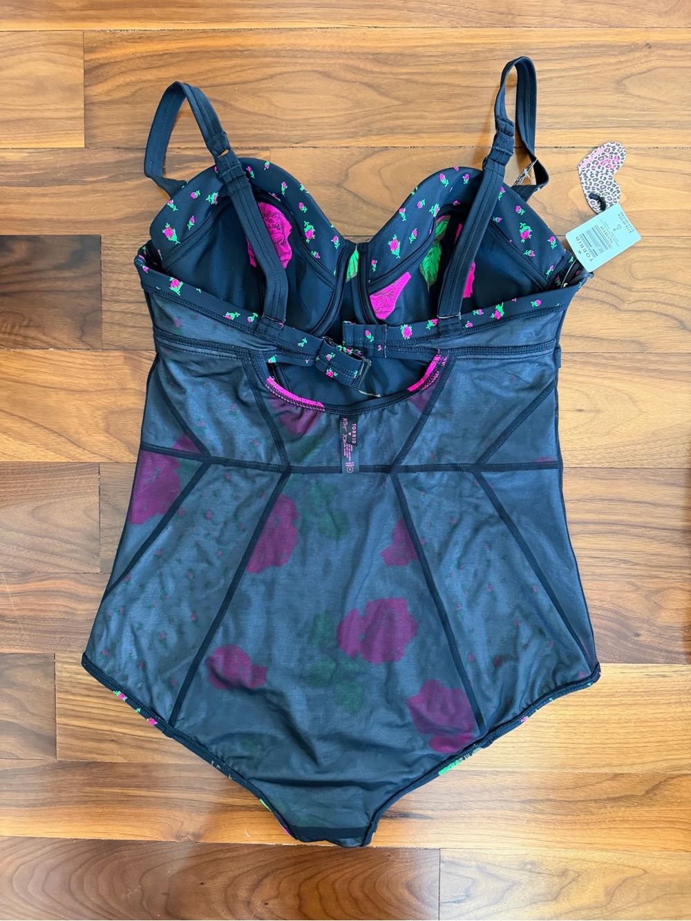 NWT Torrid x Betsy Johnson Black Pink Rose Swimsuit Sz 12 / L Whimsigoth Floral - Picture 13 of 16